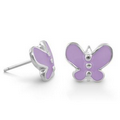 Lauren G. Adams Girls Petite Butterfly Post Earrings (Silver/Lavender Purple)